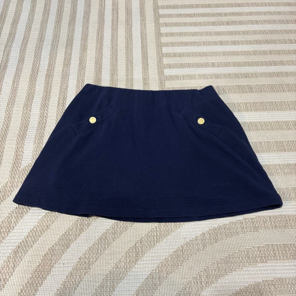 Lilly Pulitzer Women's Small Navy Blue Gold Button Mini Skort with Lining